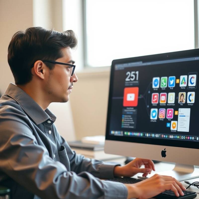 Person som administrerer sosiale mediekontoer på en datamaskin